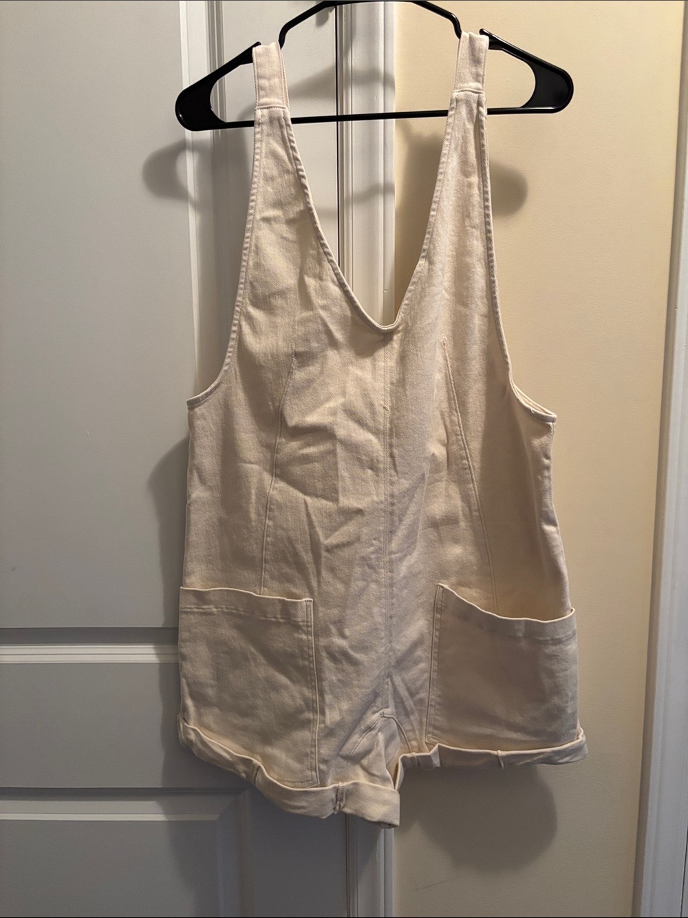 Women’s Cream Sleeveless Cotton Romper Shorts